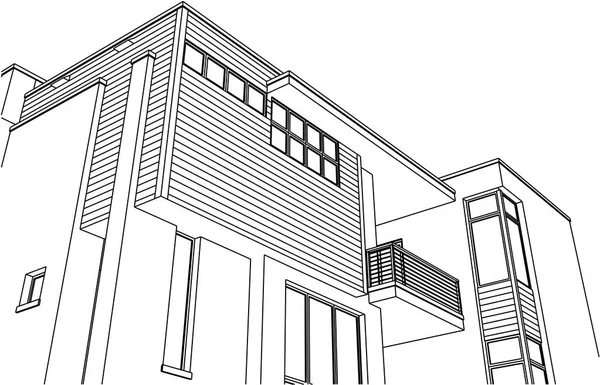 Huis Concept Schets Vectorillustratie — Stockvector