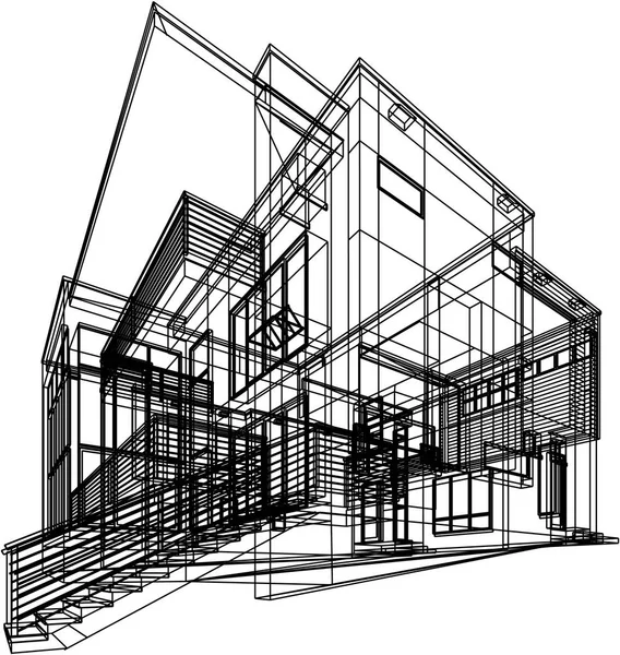 Conception Maison Croquis Illustration Vectorielle — Image vectorielle