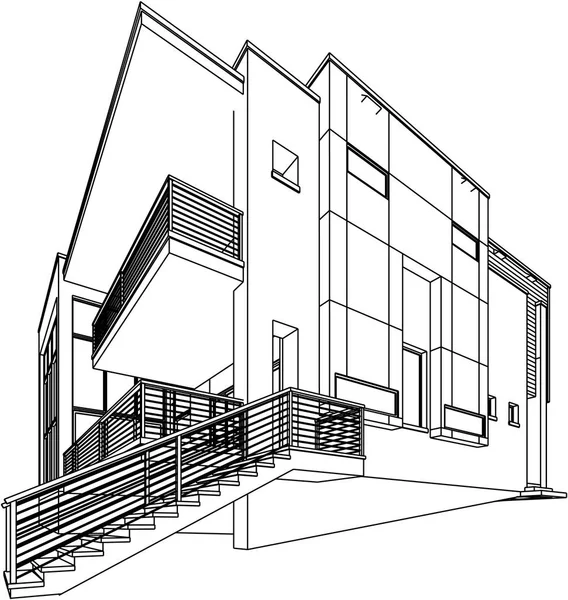 Casa Concepto Boceto Vector Ilustración — Archivo Imágenes Vectoriales