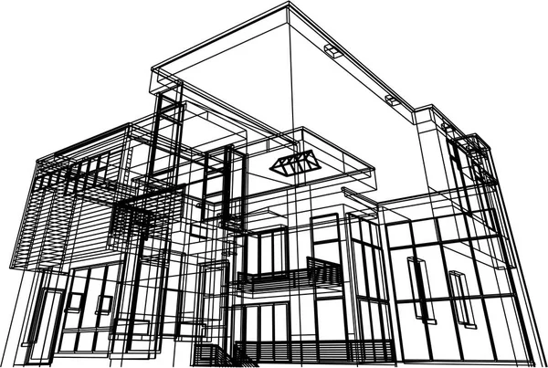 房子概念剪影3D 向量例证 — 图库矢量图片