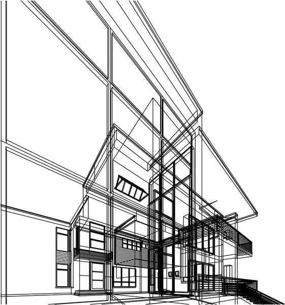 Haus Konzept Skizze Vektor Illustration — Stockvektor