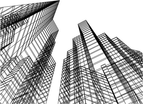 Futuristico Città Grattacieli Sfondo — Vettoriale Stock