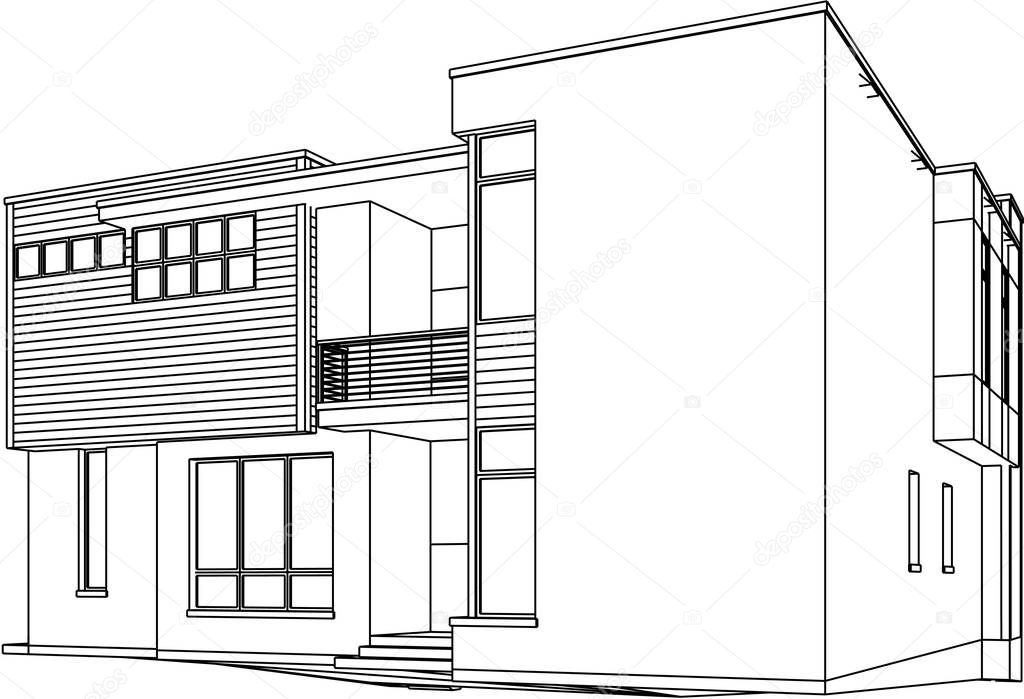 House concept sketch 3d vector illustration
