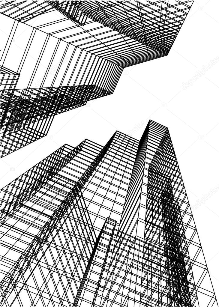 futuristic city skyscrapers background 