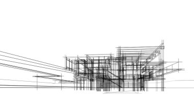 Ev kavramı kroki 3d çizim