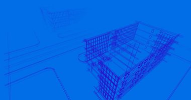 Binanın mimari 3d çizim çizim ev