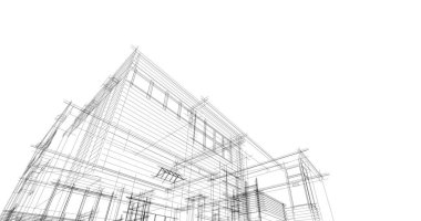 Arkaplanda mimari bina 3d illüstrasyon,