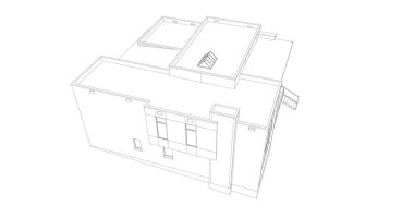 Arkaplanda mimari bina 3d illüstrasyon,