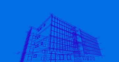 Binanın mimari 3d çizim çizim ev