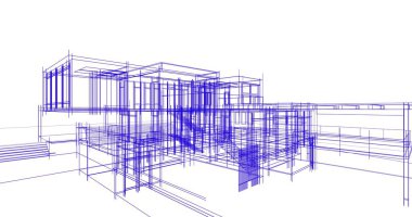 Ev kavramı kroki 3d çizim