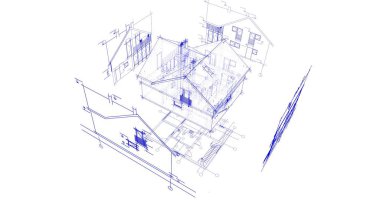 mimari çizimleri 3B illüstrasyon - illüstrasyon