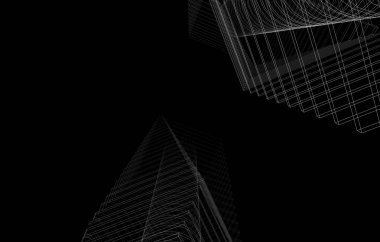 Binanın mimari 3d çizim çizim ev