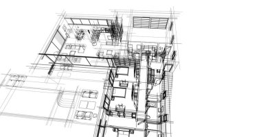 Ev kavramı kroki 3d çizim