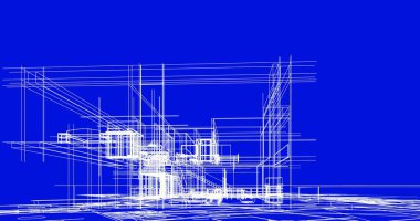 mimari çizimleri 3B illüstrasyon - illüstrasyon