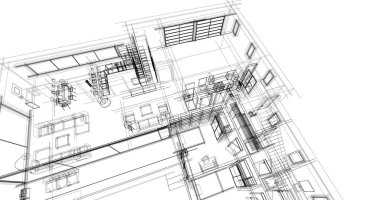 Ev kavramı kroki 3d çizim