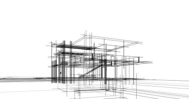 Ev kavramı kroki 3d çizim