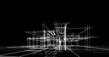 Ev kavramı kroki 3d çizim