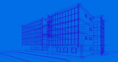 Binanın mimari 3d çizim çizim ev