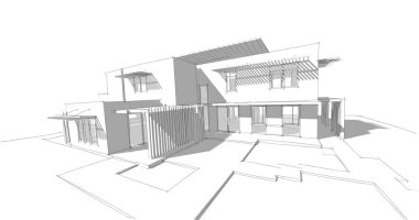 Ev kavramı kroki 3d çizim