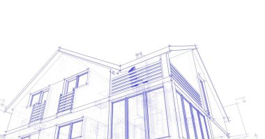 mimari çizimleri 3B illüstrasyon - illüstrasyon