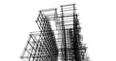 mimari çizimleri 3B illüstrasyon - illüstrasyon