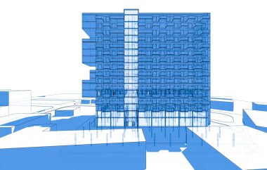 şehir mimarisi ve binalar 3D çizimi 