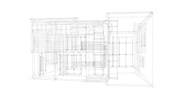 Arkaplanda mimari bina 3d illüstrasyon,