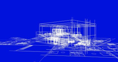 mimari çizimleri 3B illüstrasyon - illüstrasyon