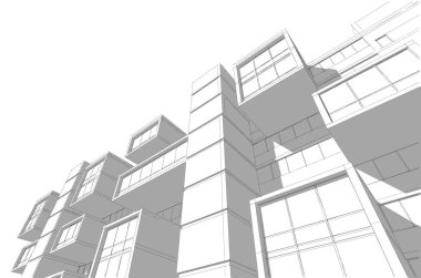 Binanın mimari 3d çizim çizim ev
