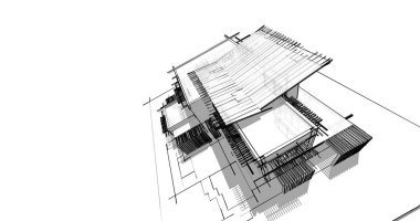 Ev kavramı kroki 3d çizim