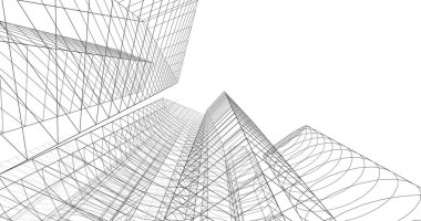 şehir mimarisi ve binalar 3D çizimi 