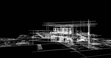 mimari çizimleri 3B illüstrasyon - illüstrasyon