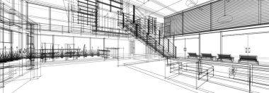 mimari çizimleri 3B illüstrasyon - illüstrasyon