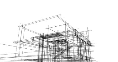 Ev kavramı kroki 3d çizim