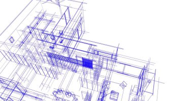 Binanın mimari 3d çizim çizim ev