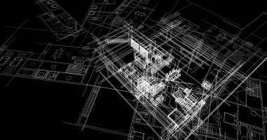 mimari çizimleri 3B illüstrasyon - illüstrasyon