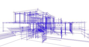 Ev kavramı kroki 3d çizim