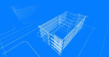 Binanın mimari 3d çizim çizim ev