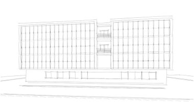 Binanın mimari 3d çizim çizim ev