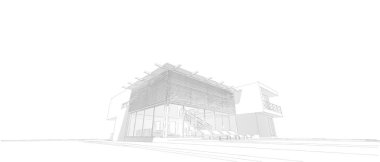 Binanın mimari 3d çizim çizim ev