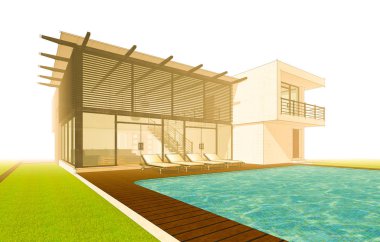 Binanın mimari 3d çizim çizim ev