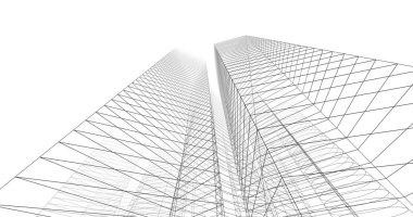 şehir mimarisi ve binalar 3D çizimi 