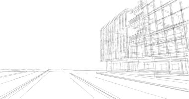 Binanın mimari 3d çizim çizim ev