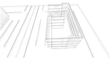 Binanın mimari 3d çizim çizim ev