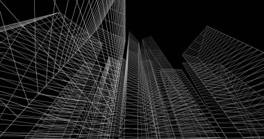 şehir mimarisi ve binalar 3D çizimi 