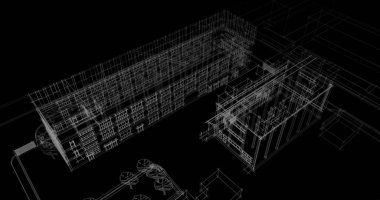 Binanın mimari 3d çizim çizim ev