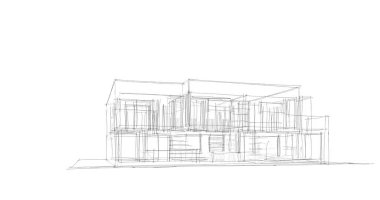 Binanın mimari 3d çizim çizim ev