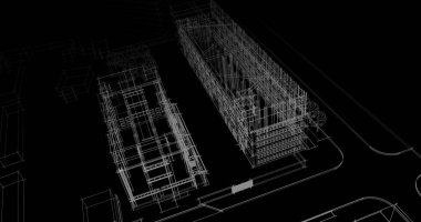 Binanın mimari 3d çizim çizim ev