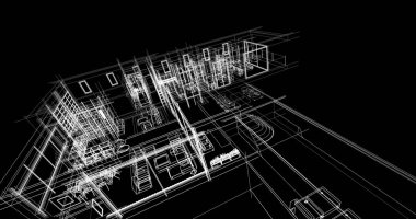 Ev kavramı kroki 3d çizim