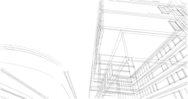 Binanın mimari 3d çizim çizim ev